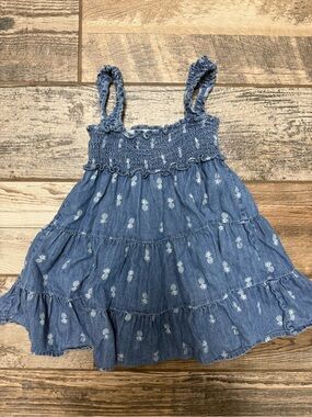 Janie and Jack Blue Pineapple Tiered Sundress with Smocked Bodice